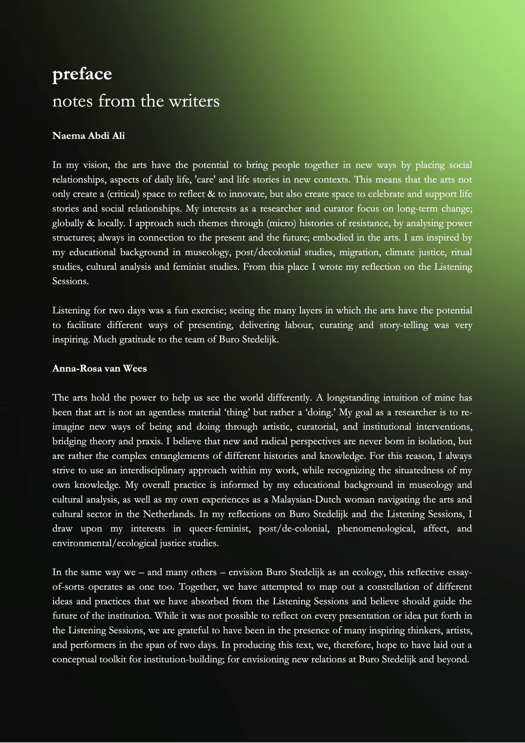 From Listening to Reflecting: Thoughts on ‘Manifestation #1: Listening Sessions’